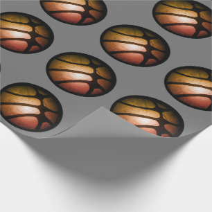 Moderne zwarte oranje basketbal sportpatroon cadeaupapier