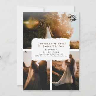 Moderne Zwarte overmatig 3 Foto minimalistische ui Save The Date