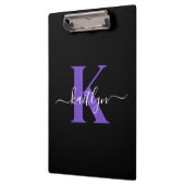 Moderne Zwarte Paarse Script Monogram Klembord (Links)