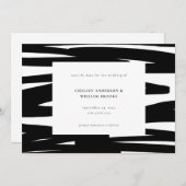 Moderne zwarte penseel Abstracte bruiloft Save The Date (Voorkant / Achterkant)