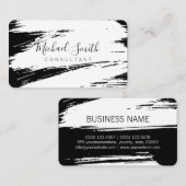 Moderne zwarte penseellijnverf visitekaartje (Voorkant / Achterkant)