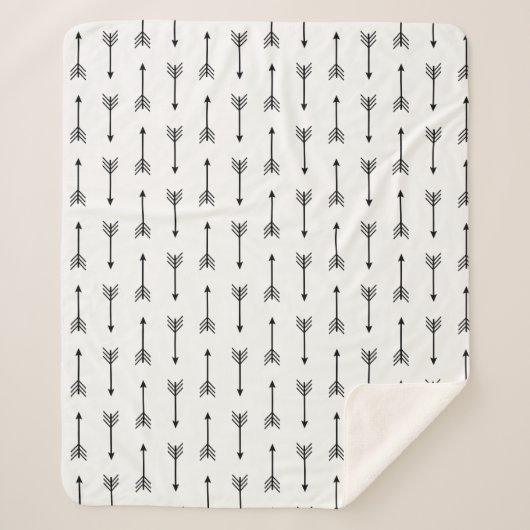 Moderne zwarte pijlen & wit sherpa deken (Voorkant)