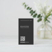 Moderne zwarte professionele LinkedIn QR-code Visitekaartje (Staand voorkant)