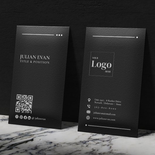Moderne zwarte professionele LinkedIn QR-code Visitekaartje