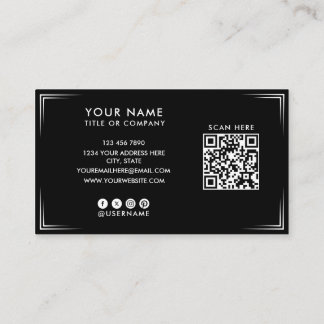 Moderne zwarte professionele visitekaartje & QR-co