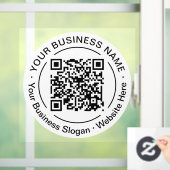 Moderne Zwarte QR-code Bedrijfsnaam Slogan Rond Raamsticker (Huis)