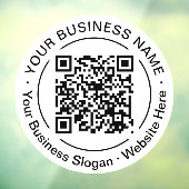 Moderne Zwarte QR-code Bedrijfsnaam Slogan Rond Raamsticker (Vel 3)