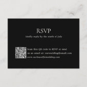 Moderne zwarte QR-code Elegante bruiloft RSVP Kaartje (Voorkant)