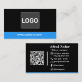 Moderne zwarte qr code en zakelijke logo visitekaartje (Voorkant / Achterkant)