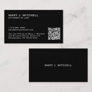 Moderne Zwarte QR-code Minimalistisch Profession Visitekaartje