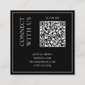 Moderne zwarte QR-code Scannable Bold Professional Vierkante Visitekaartje (Achterkant)