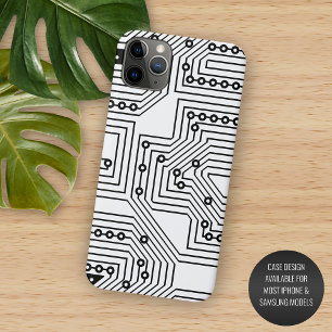 Moderne Zwarte Retro Computerprintplaat Patroon iPhone 11 Pro Max Hoesje