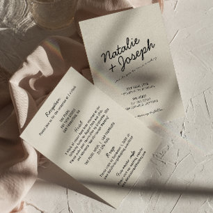 Moderne zwarte retro grillig alles in één bruiloft kaart