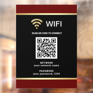 Moderne Zwarte Rode QR Code Wifi Netwerk Wachtwoor Raamsticker