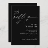 Moderne zwarte romantische bruiloft kaart (Voorkant / Achterkant)