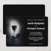 Moderne zwarte Roos drift bloed petale bruiloft Kaart (Voorkant / Achterkant)