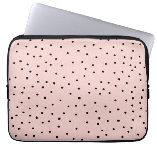 Moderne zwarte roze aquarel leuke polka stippen laptop sleeve