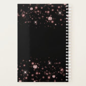 Moderne zwarte roze glam Glitter Aangepast monogra Planner (Achterkant)