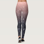 Moderne Zwarte & Roze Glitter Glans Naam Leggings (Achterkant)