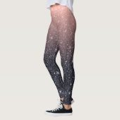 Moderne Zwarte & Roze Glitter Glans Naam Leggings (Links)