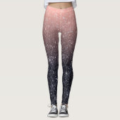 Moderne Zwarte & Roze Glitter Glans Naam Leggings (Voorkant)
