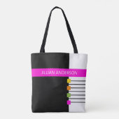 Moderne zwarte roze kleur geblokkeerde monogrammen draagtas (Achterkant)