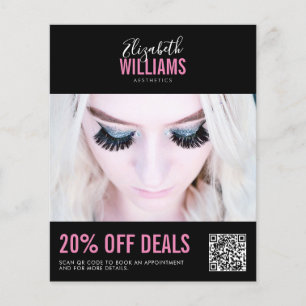 Moderne Zwarte Roze Schoonheidssalon Promo Aanbied Flyer