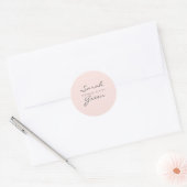 moderne zwarte roze strepen elegante monogram ronde sticker (Envelop)