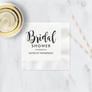 Moderne Zwarte Script Bruidsbruiloft Servet