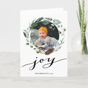 Moderne zwarte Script Elegant Eucalyptus Foliage Feestdagen Kaart