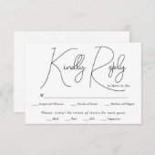 Moderne zwarte script kalligrafie witte bruiloft RSVP kaartje (Voorkant / Achterkant)