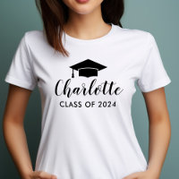 Moderne Zwarte Script Naam Grad Cap 2026