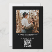Moderne Zwarte Script Trouw met Foto en QR Code Kaart (Achterkant)