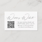 Moderne Zwarte Script Trouwwebsite QR-code Informatiekaartje (Voorkant)