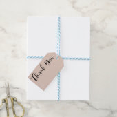Moderne Zwarte Scripts Beige Blush Foto Dank Je We Cadeaulabel (Met Touw)