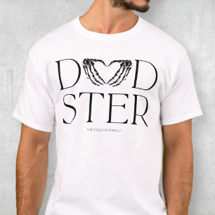 Moderne Zwarte Skelet Verschrikkelijke Dadster Hal T-shirt