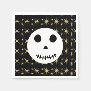 Moderne zwarte spooky halloween schedel servet