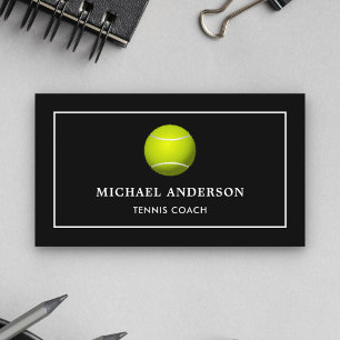 Moderne Zwarte Sport Professioneel Tennis Coach Visitekaartje