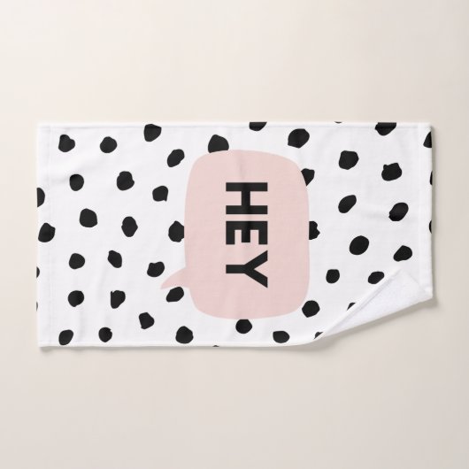 Moderne zwarte Stippen en broekroze met hé Bad Handdoek (Handdoek)