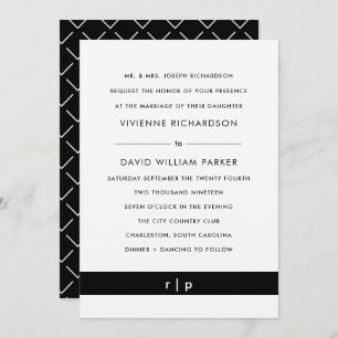 Moderne zwarte streep Uitnodiging tot weddenscha