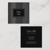 Moderne zwarte strepes vierkante visitekaartje (Voorkant / Achterkant)