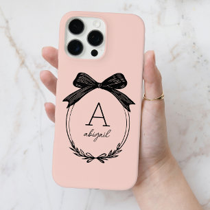 Moderne Zwarte Strik Stijlvol Meisjesachtig Roze M iPhone 16 Pro Max Hoesje