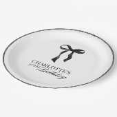 Moderne Zwarte Strik Verjaardag Papieren Bordje (Gekanteld)