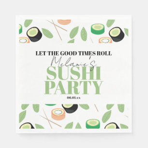 Moderne Zwarte Sushi Feest Rolls Verjaardag Rood Servet