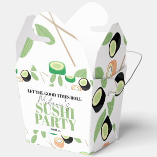 Moderne Zwarte Sushi Party Rolls Verjaardagsuitnod Bedankdoosjes
