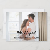 Moderne zwarte tekst We Eloped Foto aankondiging (Voorkant)