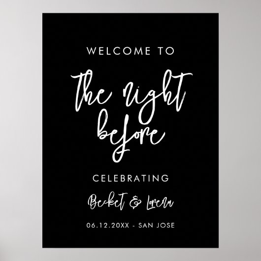 Moderne zwarte 'The night before welcome' Poster (Voorkant)