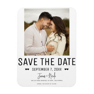 Moderne Zwarte Trendy Save the Date Huwelijksfoto Magneet
