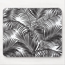 Moderne zwarte tropische palmbomen muismat