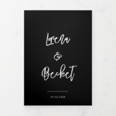 Moderne zwarte trouwfoto drieluik uitnodiging (Cover)